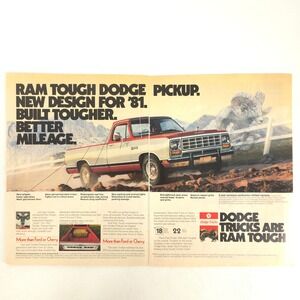 1981 Dodge Ram Pickup Print Ad Ram Tough Vintage Truck Wall Garage Wall Decor